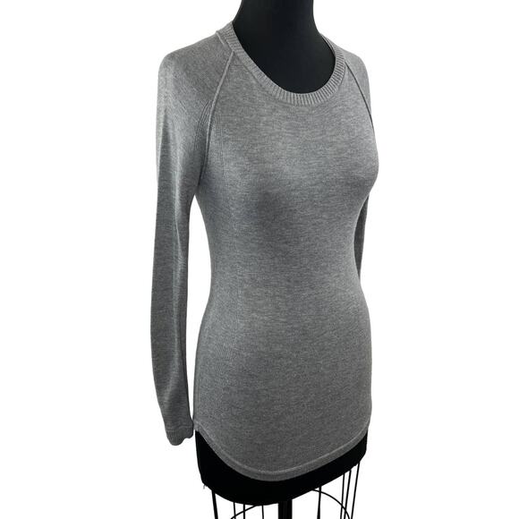 LULULEMON Sunshine Coast Long Sleeve Heathered Gray Boolux Cashmere Knit 2 XS - Picture 1 of 7